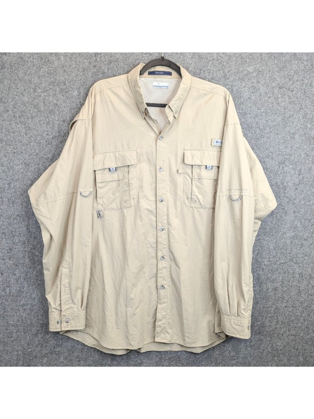 Columbia PFG Bahama II Long Sleeve Shirt XLT Beige Omni-Shade Fishing Outdoor